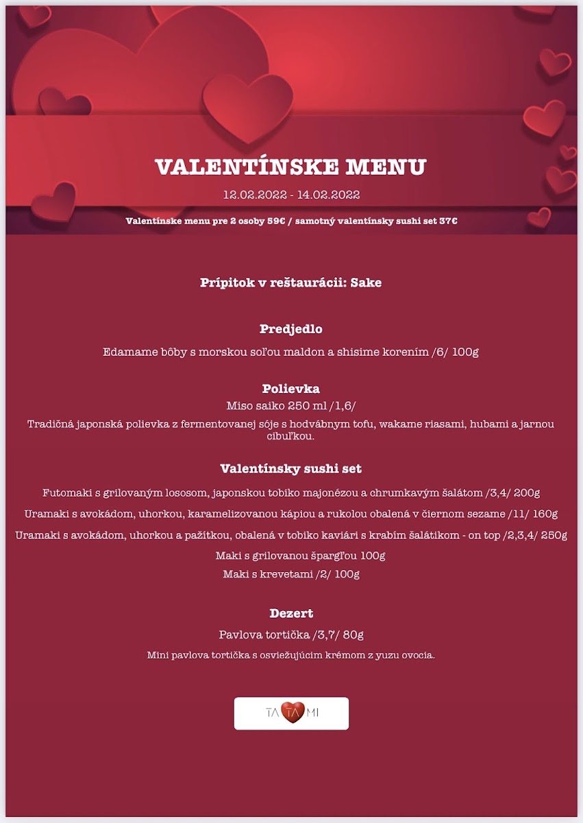 Menu Tatami Japan Restaurant Nitra-1