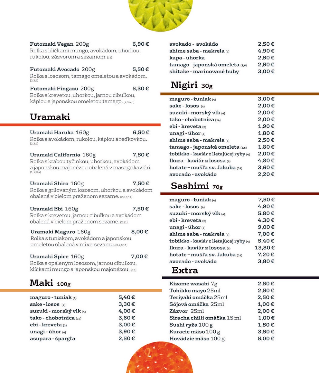 Menu Tatami Japan Restaurant Nitra-3